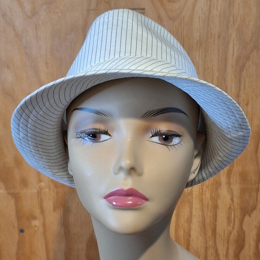 White Classic Fedora Hat w/ Black Pinstripes One Size (22") Classic Retro Party